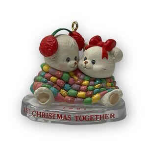 Vintage 1993 M Gilmore Designs 1st Christmas Together Ornament Cuddling Bears